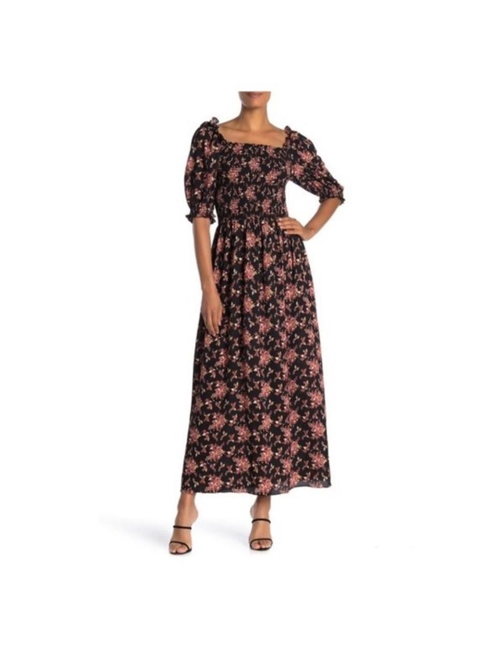Max Studio Off-the-Shoulder Floral Smocked Dress